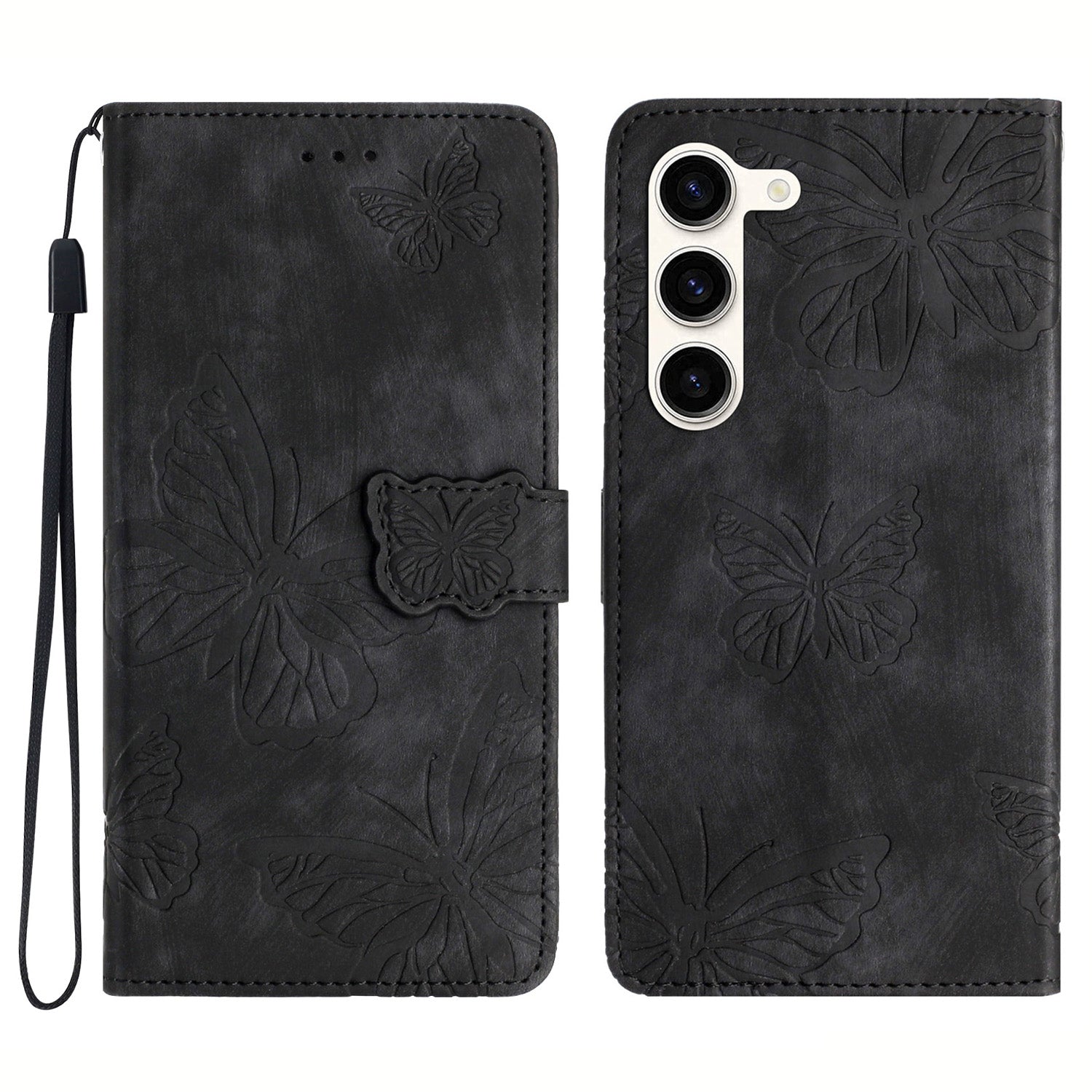 For Samsung Galaxy S23 Protective Leather Case Butterfly Imprinted Skin-Touch Phone Cover with Wallet For Samsung Galaxy S23 Protective Leather Case Butterfly Imprinted Skin-Touch Phone Cover with Wallet